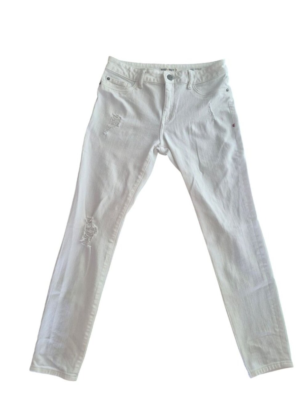 Warp + Weft JFK Skinny White Distressed Jeans 27x29